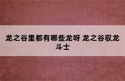 龙之谷里都有哪些龙呀 龙之谷驭龙斗士